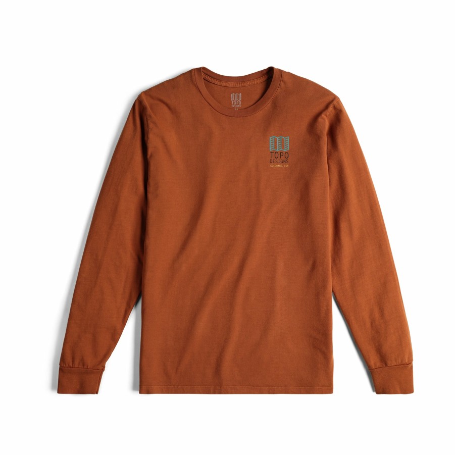 Men's Topo Designs T-shirts | Large Logo Tee Long Sleeve - Men'S