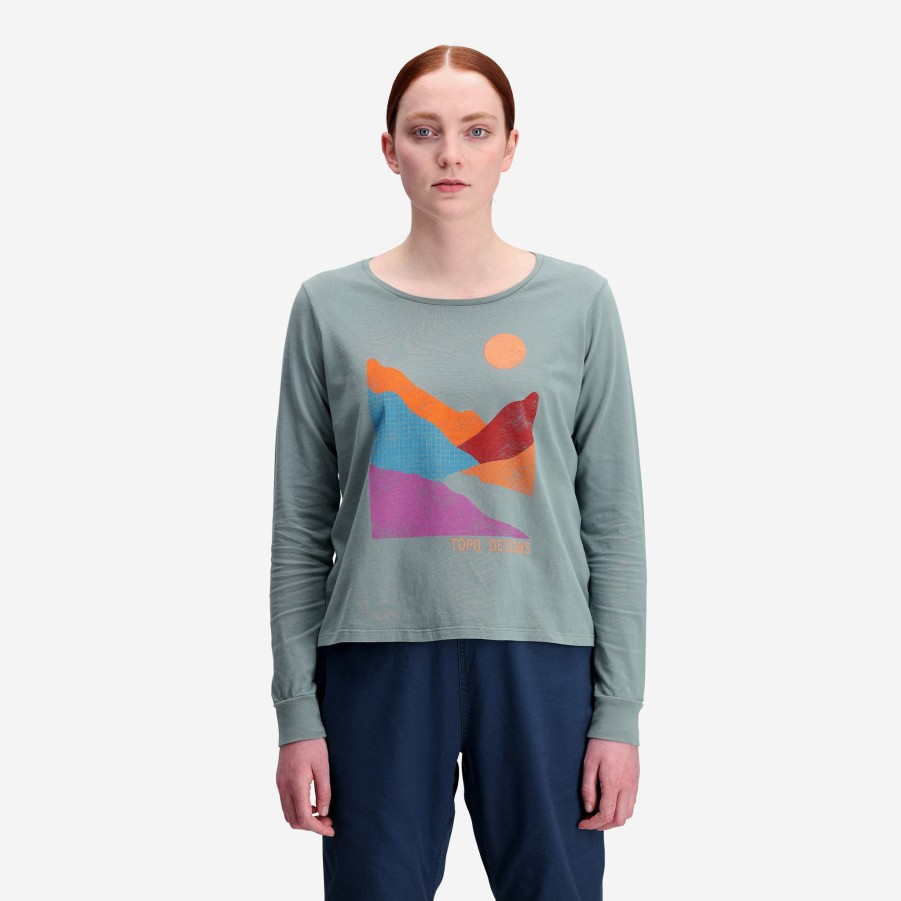 Women's Topo Designs Shirts | Retro Lakes Tee Long Sleeve - Women'S